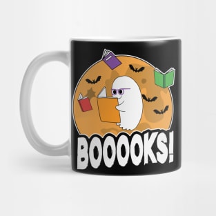 Booooks! Funny Ghost Reading Books Cute Halloween Gift For Book Lovers Mug